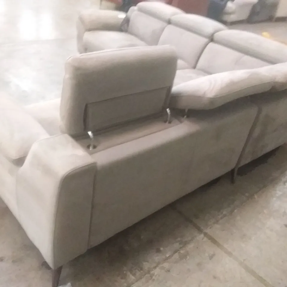 QUALITY DESIGNER COLLINS 2 SEATER POWER RECLINER CORNER CORNER SOFA - GREY FABRIC