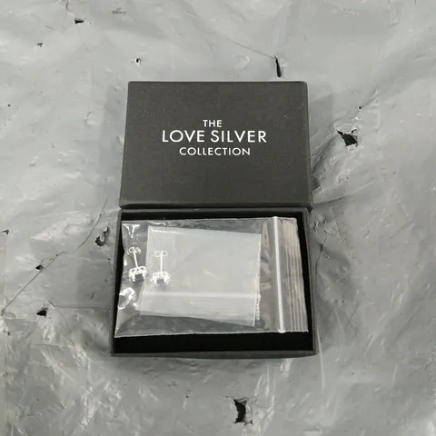 THE LOVE SILVER COLLECTION STERLING SILVER BLUE AND WHITE CUBRIC SQUARE EARRINGS 