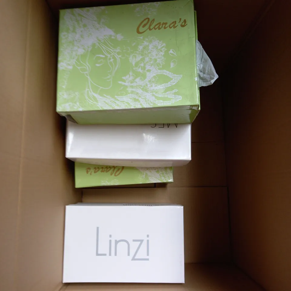 BOX OF 10 PAIRS OF ASSORTED SHOES IN VARIOUS COLOURS, STYLES AND SIZES