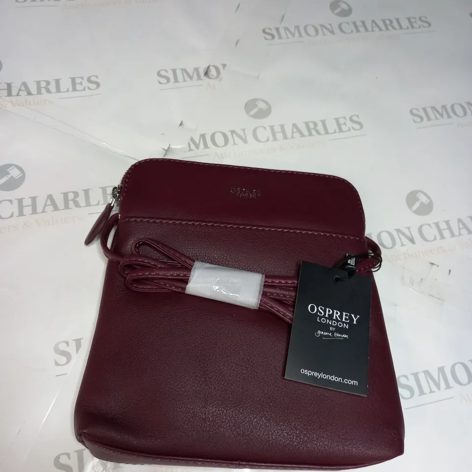 OSPREY LONDON IRIS CROSSBODY BAG IN BURGANDY