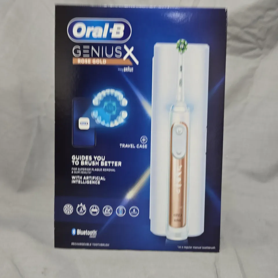 ORAL-B GENIUS X ROSE GOLD RECHARGEABLE ELECTRIC TOOTHBRUSH – BOXED