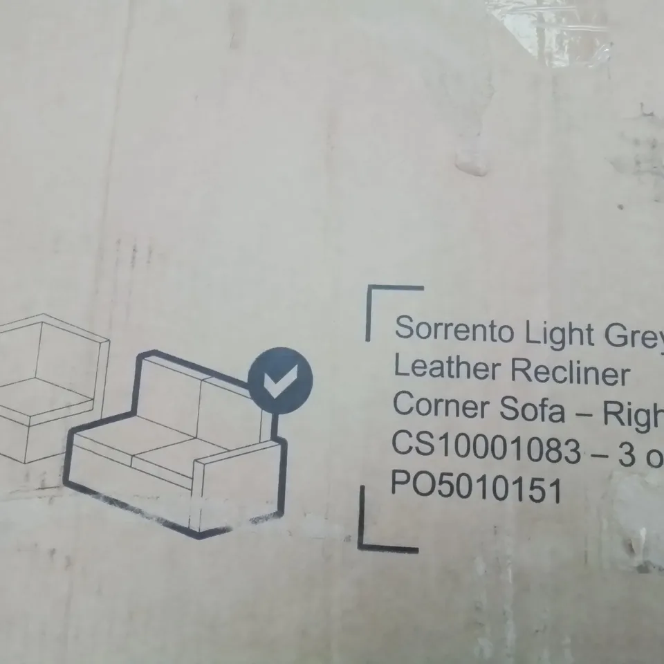 BOXED SORRENTO RIGHT HAND SECTION LIGHT GREY LEATHER 
