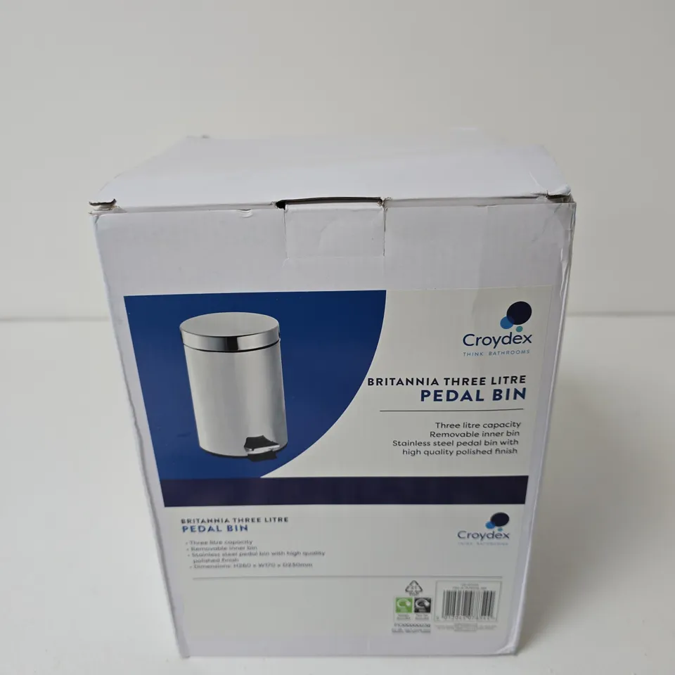 CROYDEX BRITANNIA THREE LITRE PEDAL BIN – BOXED