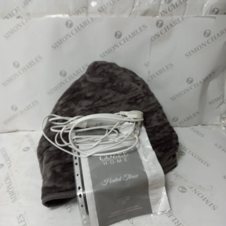 COZEE HOME VELVETSOFT HEATED THROW IN CHARCOAL 