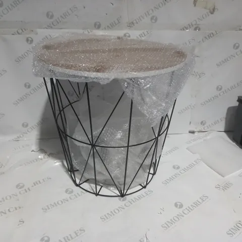 WHITE MARBLE EFFECT WOOD TOP SIDE TABLE
