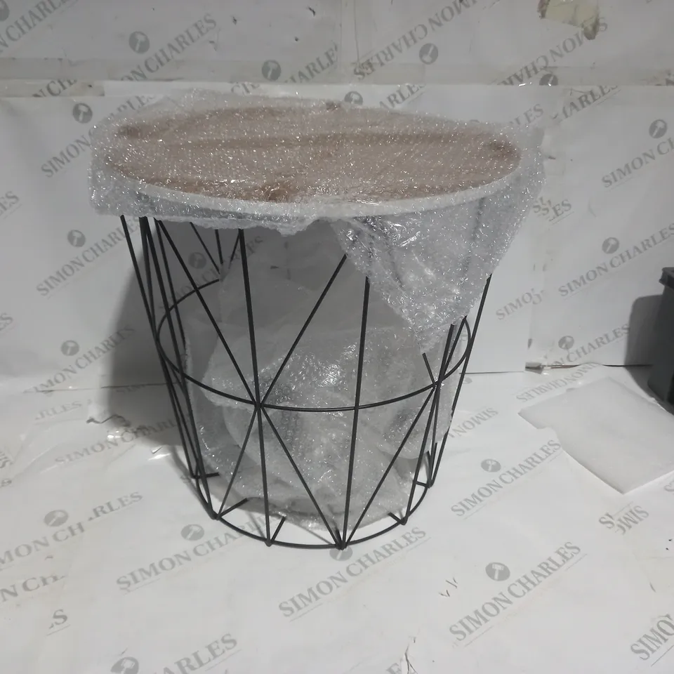 WHITE MARBLE EFFECT WOOD TOP SIDE TABLE