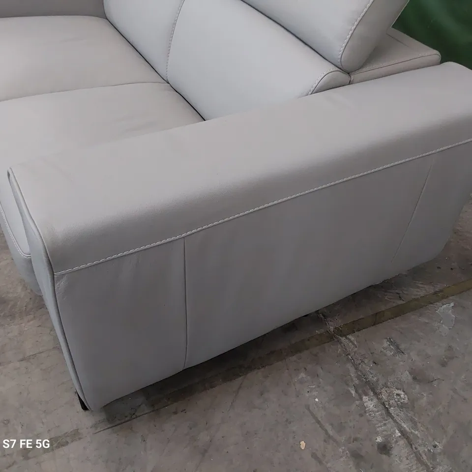 QUALITY ITALIAN DESIGNER ASHLEY TWO SEATER SOFA WITH ADJUSTABLE HEADRESTS GREY LEATHER 