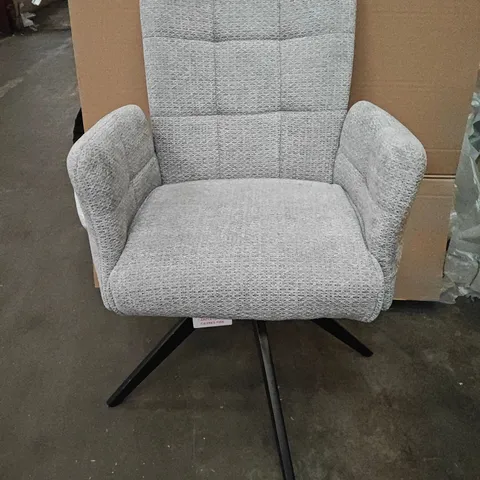 LIGHT GREY FABRIC 360 ROTATION CHAIR ON BLACK METAL BASE