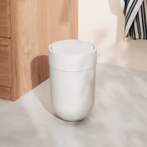 BOXED TOUCH UMBRA TOUCH TRASH CAN WITH LID, 1.6 GALLON (6L) - WHITE (1 BOX)