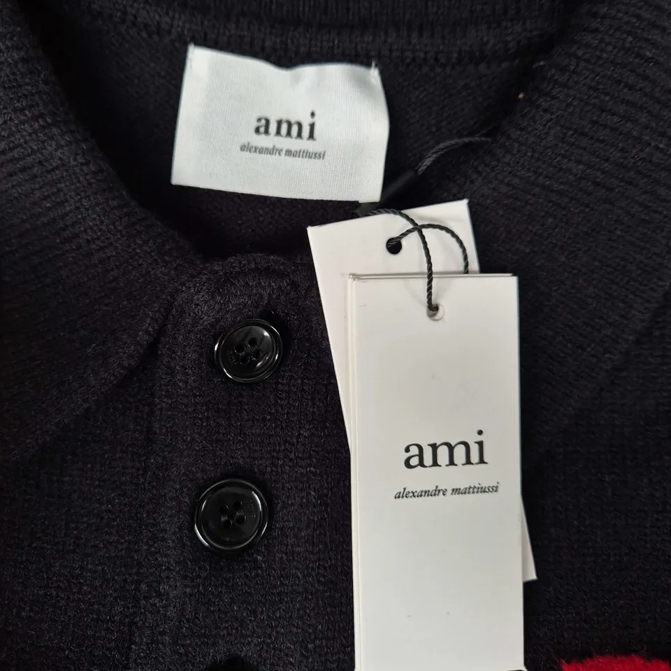 AMI ALEXANDRE MATTIUSSI NAVY KNIT POLO SWEATER XL