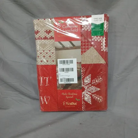 CATHERINE LANSFIELD KING SIZE DUVET SET WINTER FESTIVE COLLECTION