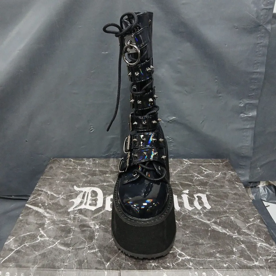 BOXED PAIR OF DEMONIA PRIZM HEIST BUCKLE BOOTS - 4