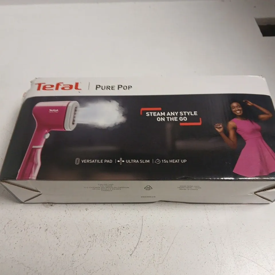 TEFAL PURE POP HANDHELD GARMENT STEAMER – PINK, BOXED