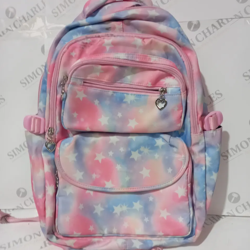 UNBRANDED BACKPACK IN PINK/BLUE W. STAR DESIGN