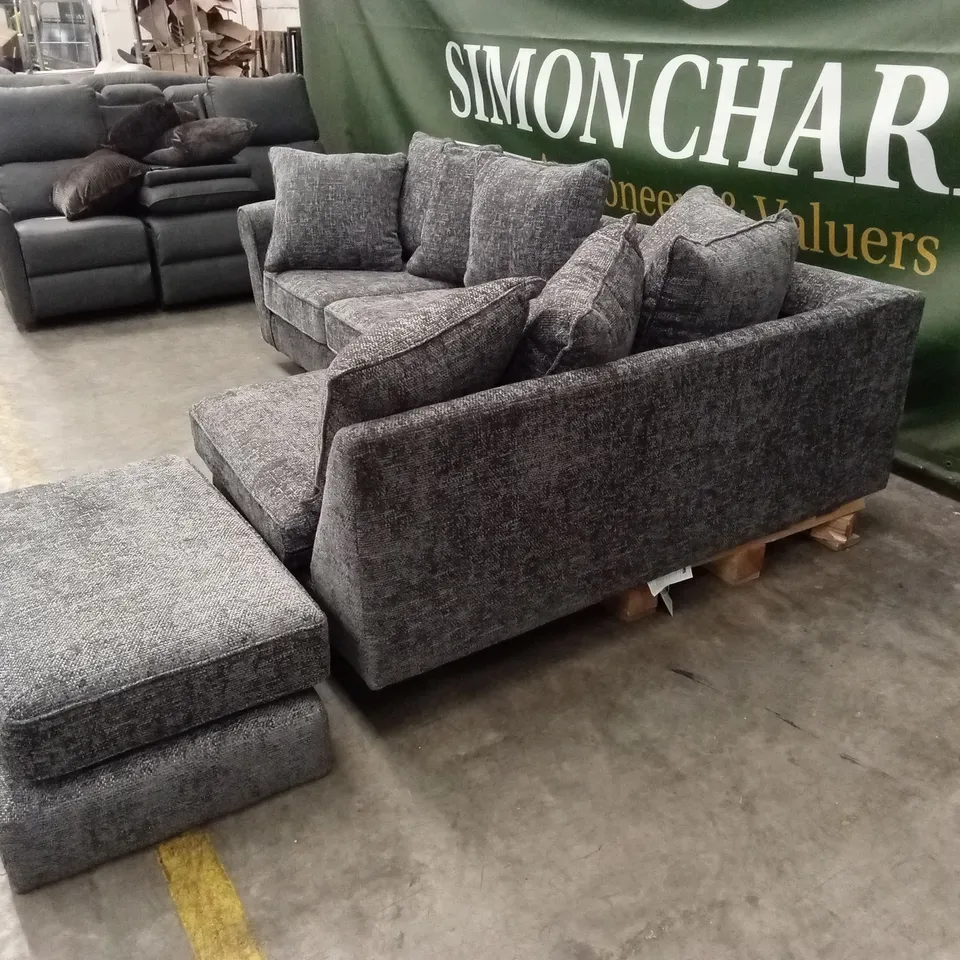 SANDERSON RIGHT HAND FABRIC CORNER CHAISE SOFA - GREY RRP £1249