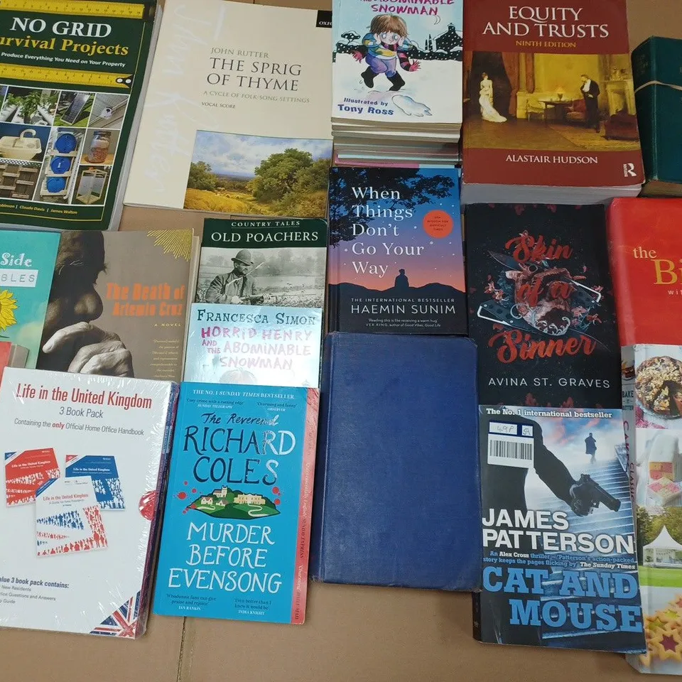 LARGE QUANTITY OF ASSORTED BOOKS TO INCLUDE CRYSTALS TO MANIFEST, ANT MIDDLETON MENTAL FITNESS AND CLASSIC CAKE AND BISCUITS