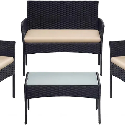 BOXED SONGMICS GARDEN/CONSERVATORY PE WICKER FURNITURE, BROWN AND TAUPE