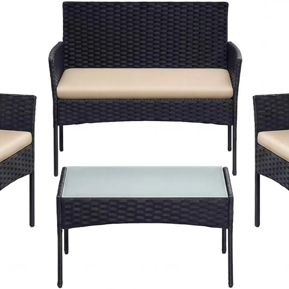 BOXED SONGMICS GARDEN/CONSERVATORY PE WICKER FURNITURE, BROWN AND TAUPE