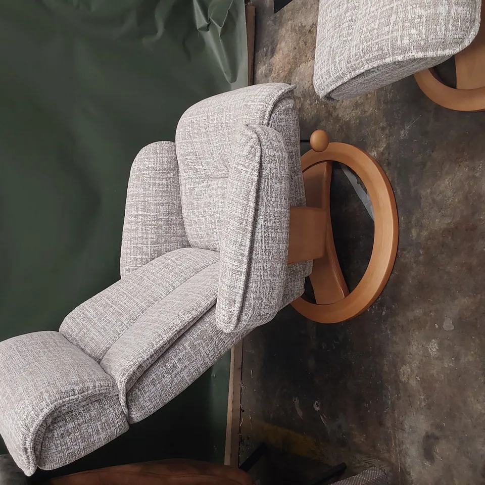 QUALITY BRITISH DESIGNER G PLAN BERGEN CHAIR & FOOTSTOOL SHORE OATMEAL FABRIC 