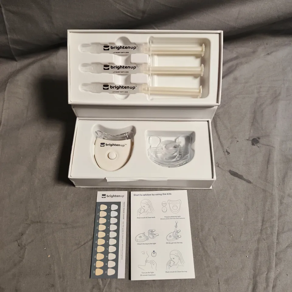 BRIGHTENUP TEETH WHITENING KIT – 3 SYRINGES, MOUTH TRAY & INSTRUCTIONS