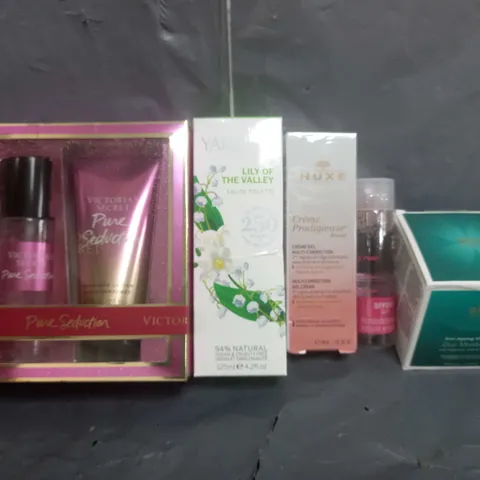 BOX OF APPROXIMATELY 15 ASSORTED HEALTH & BEAUTY ITEMS TO INCLUDE - YARDLEY LILY OF THE VALLEY , NUXE MULIT CORRECTION GEL CREAM , SKIN RESEARCH DUO MOISTURISER ETC