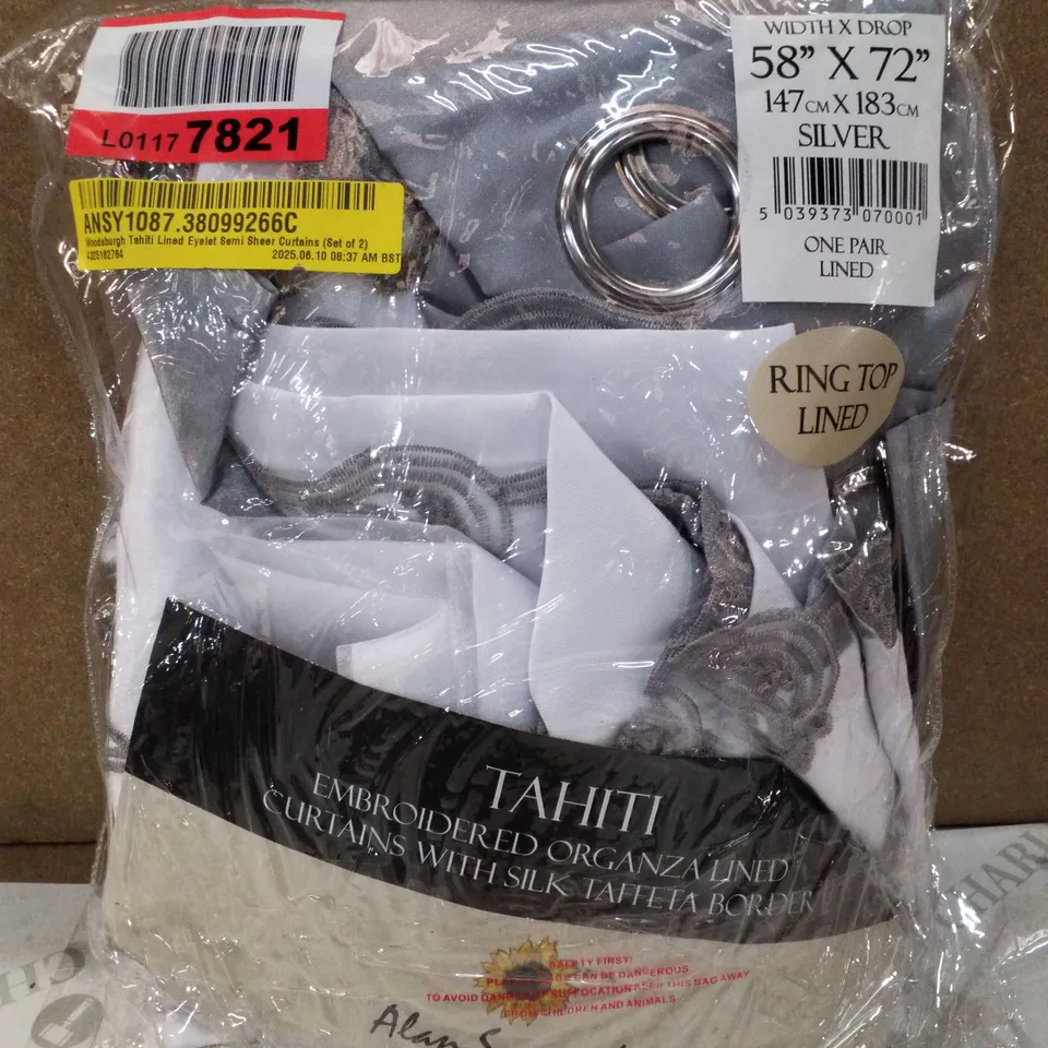 WOODSBURGH TAHITI LINED EYELET SEMI SHEER CURTAINS (SET OF 2)