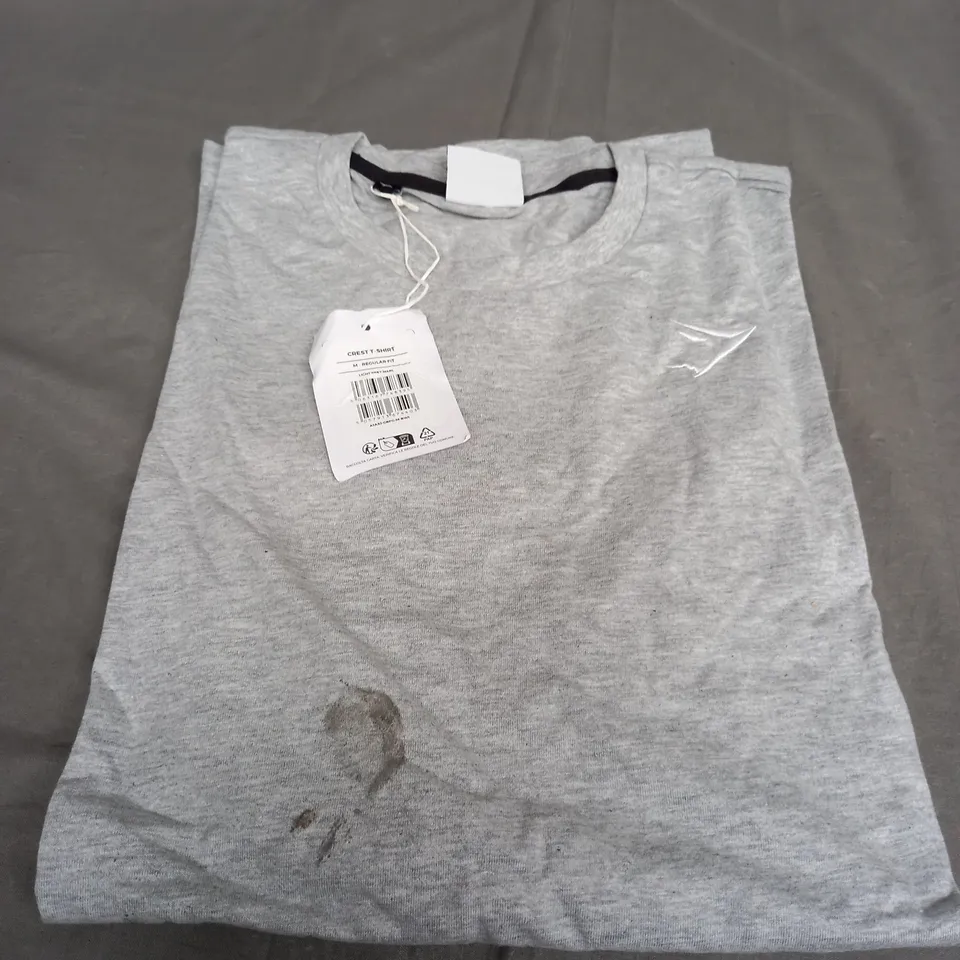 GYMSHARK CREST T-SHIRT LIGHT GREY - MEDIUM