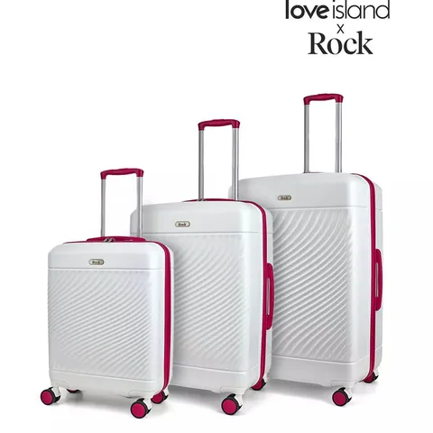 LOVE ISLAND WHITE/PINK 3PC SET SUITCASE