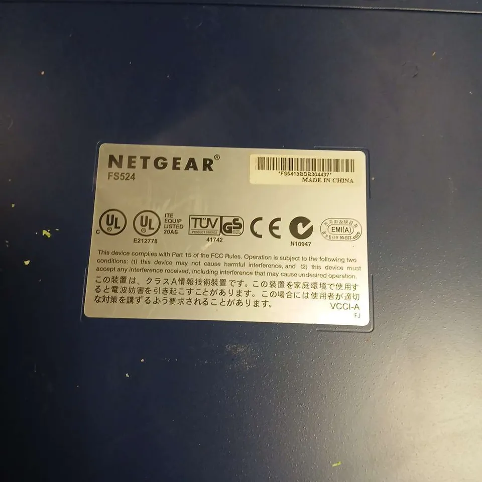 NETGEAR FS524 24-PORT FAST ETHERNET SWITCH