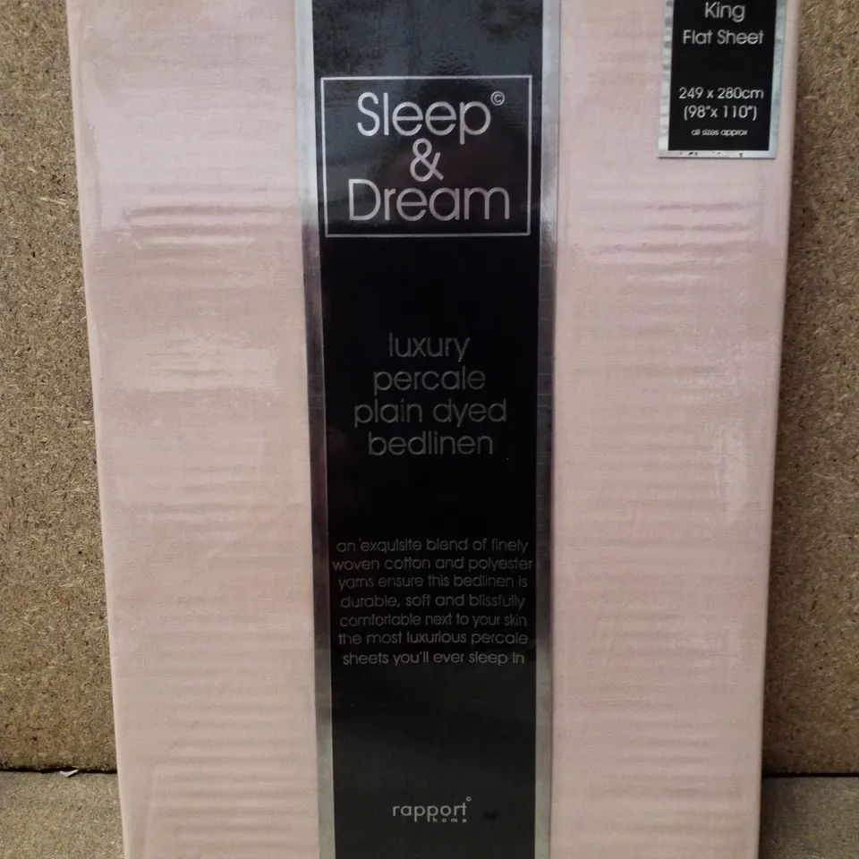 BRAND NEW SLEEP&DREAM LUXURY PERCALE PLAIN DYED BED LINEN (KING FLAT SHEET)