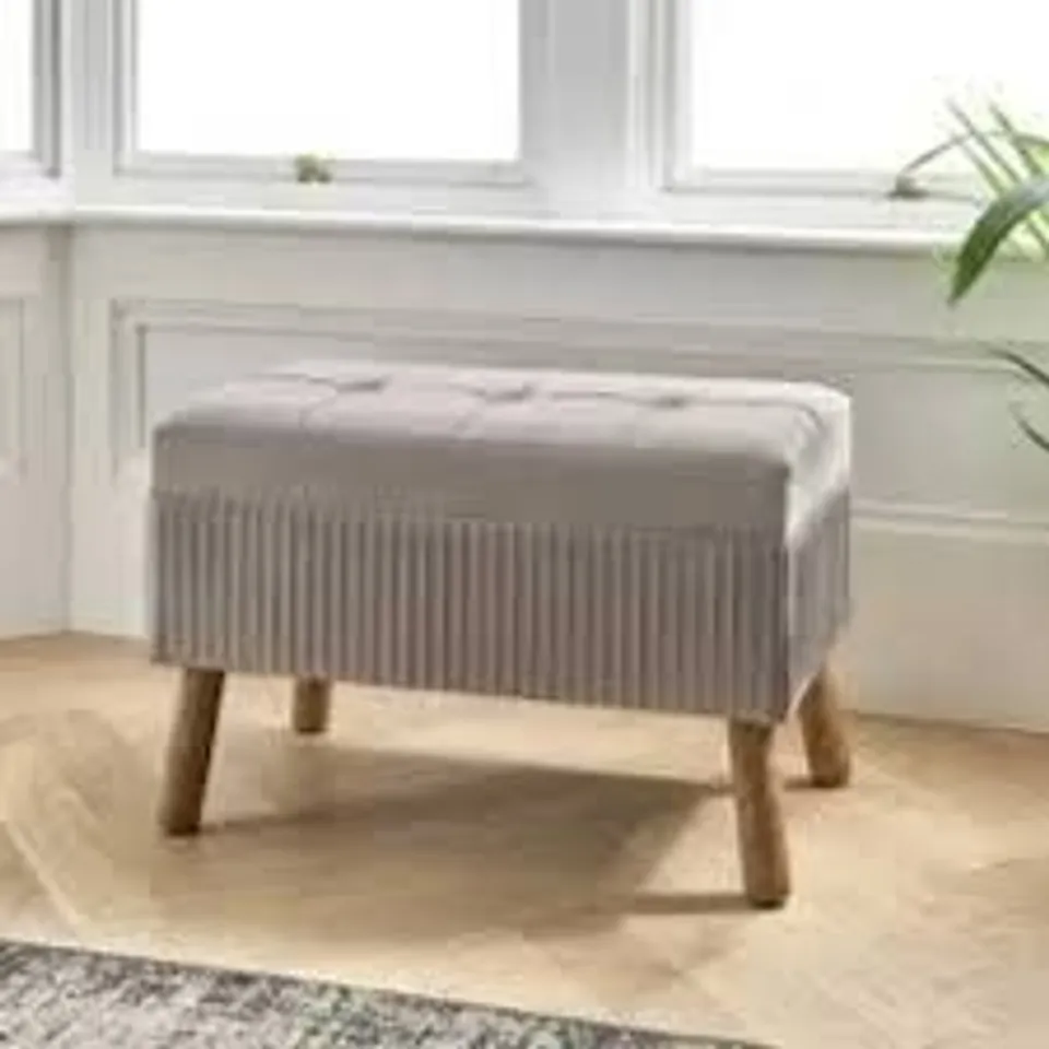 BRAND NEW BOXED HOMESDIRECT365 NATURAL STONE ALBURY FOOTSTOOL 