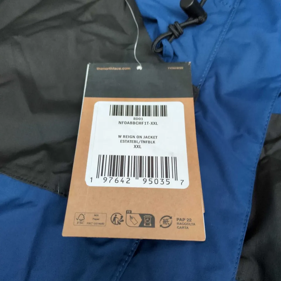 THE NORTH FACE WOMEN'S REIGN ON JACKET IS ESTATE BLUE/BLACK, SIZE XXL