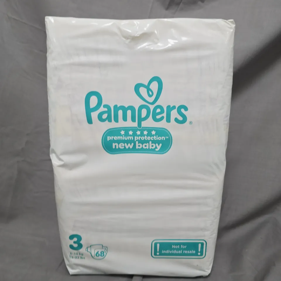 PAMPERS PREMIUM PROTECTION NEW BABY NAPPIES – SIZE 3 (6–10 KG) – 68 NAPPIES