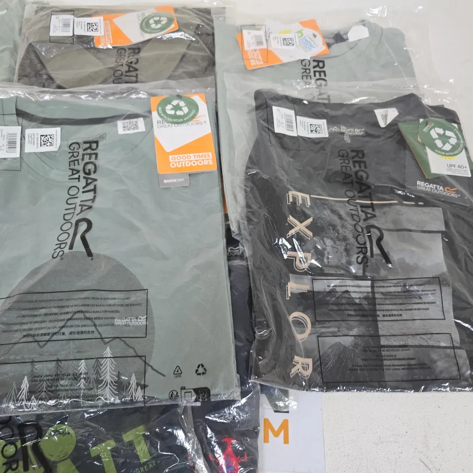 LOT OF 10 ASSORTED BRAND NEW REGATTA T-SHIRTS IN VARIOUS STYLES, COLOURS AND SIZES