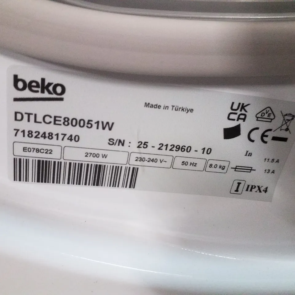 BEKO DTLCE80051W FREESTANDING CONDENSER TUMBLE DRYER WHITE