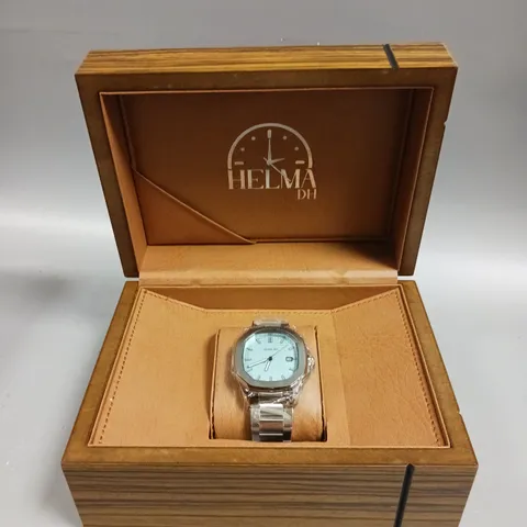 MENS HELMA DH PORTOFINO WATCH BLUE TEXTURED DIAL WATCH