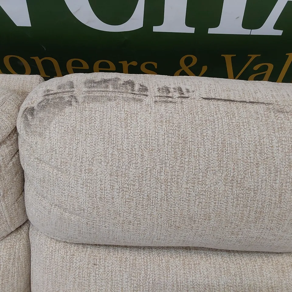QUALITY BRITISH DESIGNER G PLAN KINGSBURY POWER RECLINING TWO SEATER SOFA RUSH CREAM FABRIC 