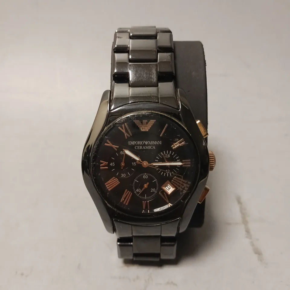 EMPORIO ARMANI CERAMICA ROSE GOLD & BLACK WATCH