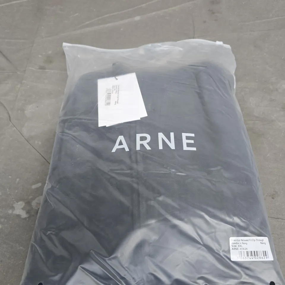 ARNE ESSENTIAL RELAXED FIT ZIP THROUGH HOODIE – NAVY – UK XXL
