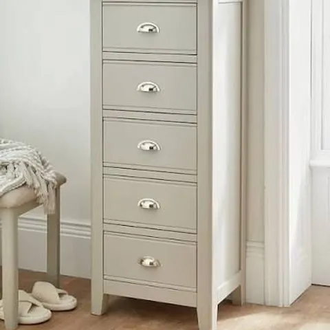 BOXED MALONE READY ASSEMBLED 5 DRAWER TALL BOY - CONTAINS SOLID WOOD
