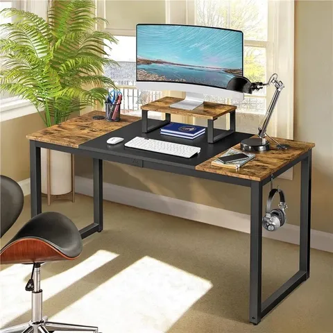 BOXED 55 - INCH LARGE COMPUTER DESK - RUSTIC BROWN