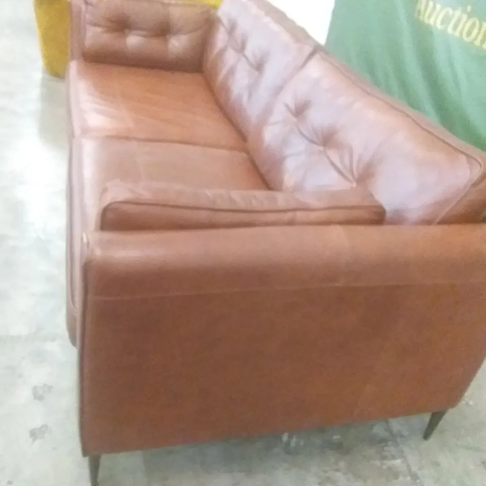 QUALITY DESIGNER GIOVANNA 3 SEATER SOFA - BROWN LEATHER 