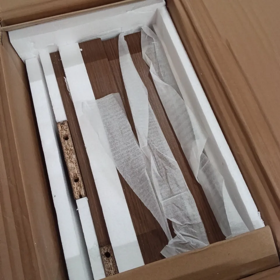 BOXED OAKHAM HOME HAMPSTEAD STORAGE SIDEBOARD CABINET WITH RATTAN DOORS - BROWN (1 BOX)