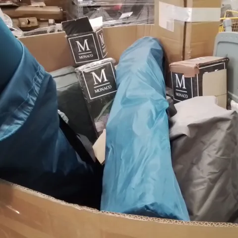 PALLET OF ASSORTED HOUSEHOLD GOODS AND PRODUCTS TO INCLUDE;IRONING BOARD,PARASOL,CAMPING CHAIRS