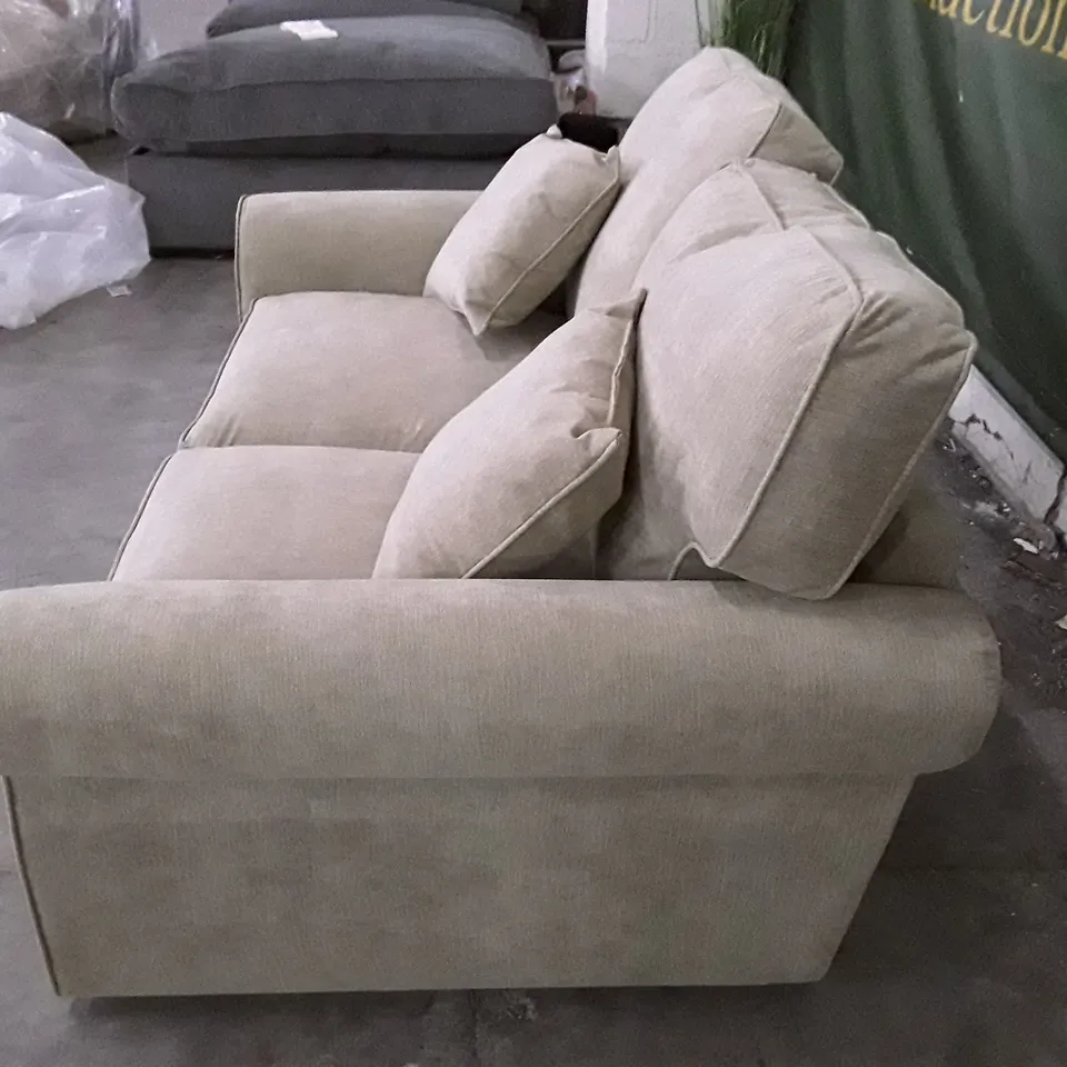 WILLIAMS HIGH BACK 2 SEATER SOFA - TAN FABRIC