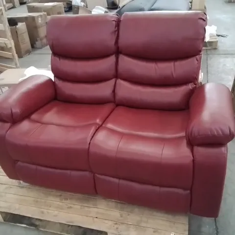 QUALITY DESIGNER 2 SEATER FAUX LEATHER RECLINER SOFA -CRANBERRY RED-