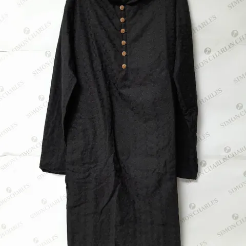 MAHIR MENSWEAR KURTA PAJAMAS IN BLACK EMBROIDERED WITH GOLD BUTTONS