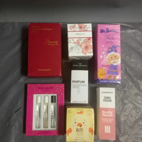 BOX OF APPROX 6 ASSORTED BOXED FRAGRANCES TO INCLUDE - ZARA HIBISCUS - KATE SPADE TRAVEL SPRAY SET - LANIMPRESS FRUITY FLORAL - ETC