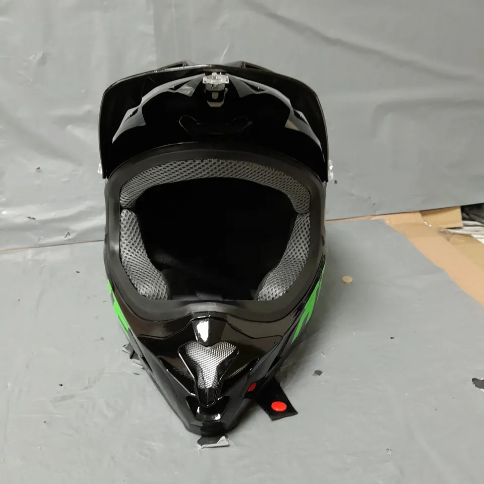 AWE DIRTBIKE/MOTORCROSS CRASH HELMET - BLACK/GREEN