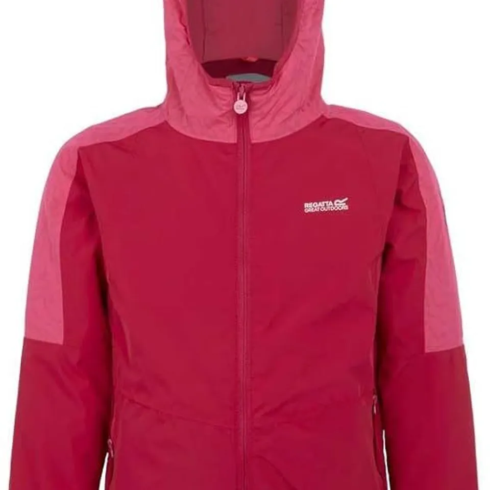 BRAND NEW REGATTA KID'S VOLCANICS VIII REFLECTIVE WATERPROOF JACKET IN DEEP PINK/HOT PINK SIZE 11-12 YEARS